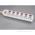 6-utlopp Tysk standard Multi-outlet Power Strip